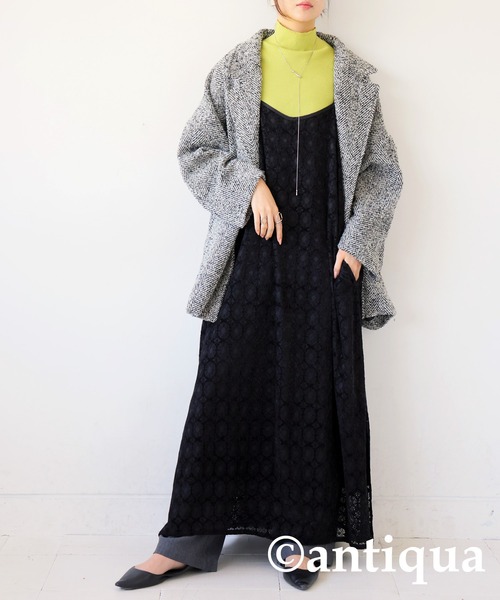 antiqua(アンティカ)の「ベロアレースキャミワンピース(ワンピース・レディース・ブラック/ベージュ・ONESIZE)」の21枚目の写真