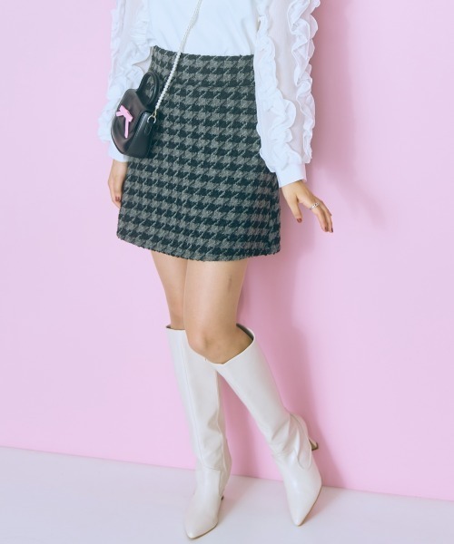 marun（マルン）の「＜大きいサイズ＞ 千鳥格子柄ツイードスカート marun（スカート・レディース・ホワイト系/グレー系・4L/3L/LL/L/5L）」の19枚目の写真