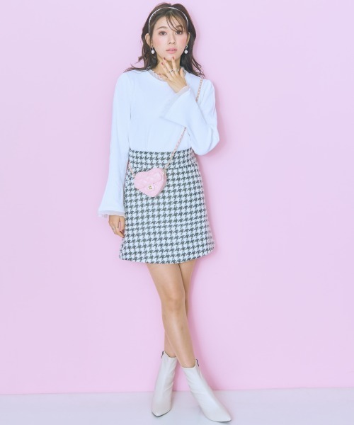 marun（マルン）の「＜大きいサイズ＞ 千鳥格子柄ツイードスカート marun（スカート・レディース・ホワイト系/グレー系・4L/3L/LL/L/5L）」の20枚目の写真