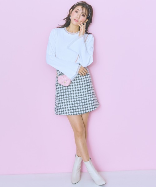 marun（マルン）の「＜大きいサイズ＞ 千鳥格子柄ツイードスカート marun（スカート・レディース・ホワイト系/グレー系・4L/3L/LL/L/5L）」の21枚目の写真