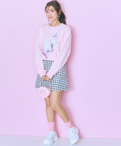 marun（マルン）の「＜大きいサイズ＞ 千鳥格子柄ツイードスカート marun（スカート・レディース・ホワイト系/グレー系・4L/3L/LL/L/5L）」の7枚目の写真