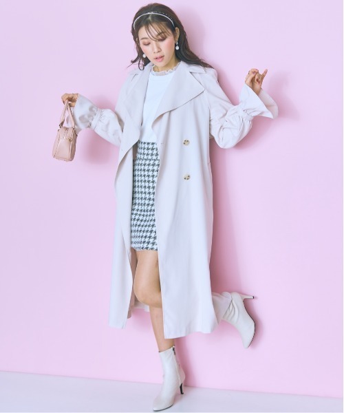 marun（マルン）の「＜大きいサイズ＞ 千鳥格子柄ツイードスカート marun（スカート・レディース・ホワイト系/グレー系・4L/3L/LL/L/5L）」の8枚目の写真