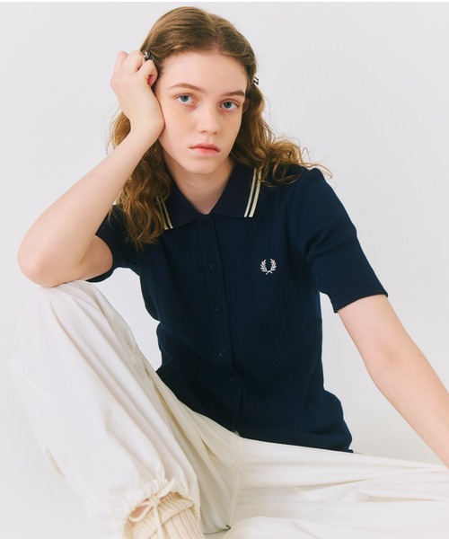 FRED PERRY 別注 ツインティップライン リブポロシャツ FRED PERRY/フレッドペリー] 別注 ツインティップライン リブ