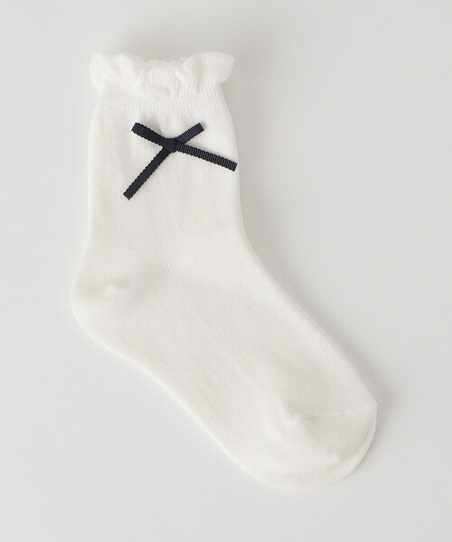 green label relaxing(グリーンレーベルリラクシング)の「リボン クルー ソックス/靴下 / キッズ 17cm-19cm(ソックス/靴下・キッズ・ホワイト・17-19cm)」の1枚目の写真
