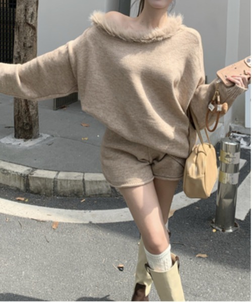 gossip!ロサンゼルス(ゴシップロサンゼルス)の「Y2K エコファー ニット ガーリーセットアップ(アンサンブル・レディース・グレー/ブラウン・FREE)」の18枚目の写真