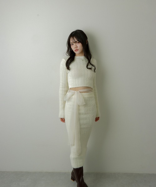 M DOLLY(エムドリー)の「sheer ribbon set up/シアーリボンセットアップ(セットアップ・レディース・アイボリー/ピンク・S/M)」の9枚目の写真