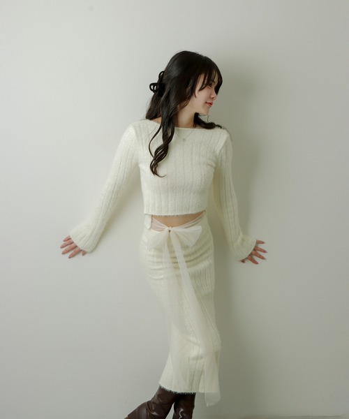M DOLLY(エムドリー)の「sheer ribbon set up/シアーリボンセットアップ(セットアップ・レディース・アイボリー/ピンク・S/M)」の16枚目の写真