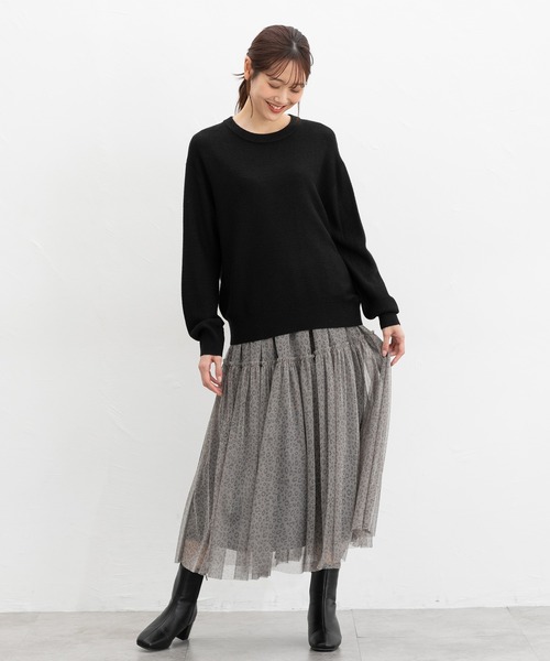 UVカット・ウォッシャブル】クルーネックラメニット（ニット