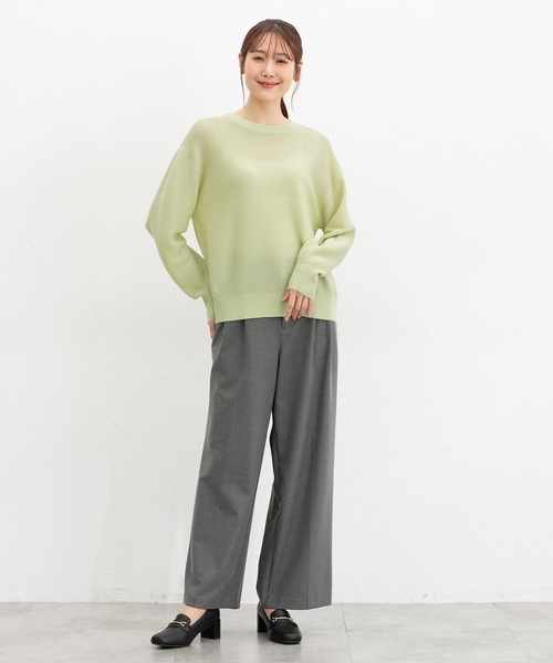 セール】【UVカット・ウォッシャブル】クルーネックラメニット