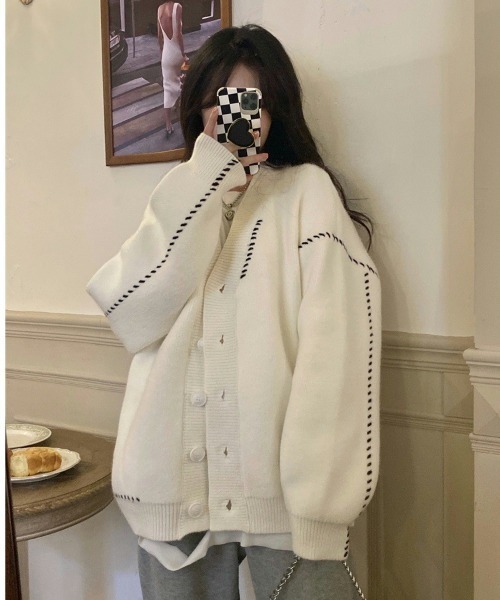 paravion（パラビオン）の「ステッチオーバーカーディガン（カーディガン/ボレロ・レディース・アイボリー・FREE）」の2枚目の写真