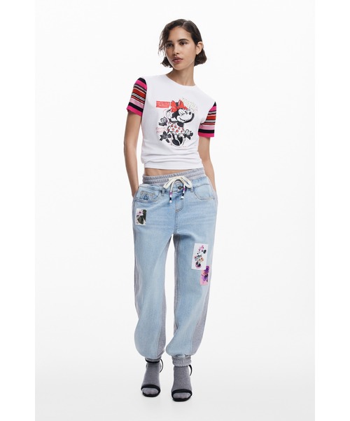 Desigual（デシグアル）の「ミニーデニム切替 スウェットジョガーパンツ（デニムパンツ・レディース・ブルー・XS/S/M/L/XL）」の3枚目の写真