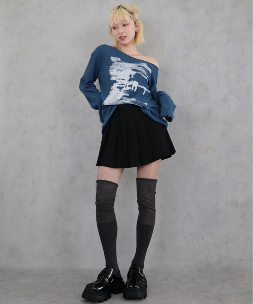 BARELY BLUE（ベアリーブルー）の「【 BARELY BLUE / ベアリーブルー 】 切り替え ルーズ リブ ニーハイソックス（ソックス/靴下・レディース・グレー/アイボリー/ブラック・FREE）」の20枚目の写真