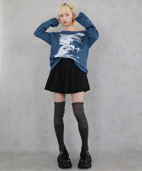 BARELY BLUE（ベアリーブルー）の「【 BARELY BLUE / ベアリーブルー 】 切り替え ルーズ リブ ニーハイソックス（ソックス/靴下・レディース・グレー/アイボリー/ブラック・FREE）」の18枚目の写真