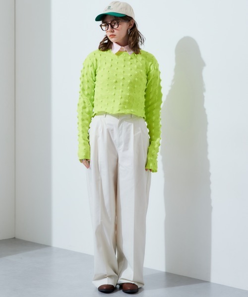 TTOL(トール)の「トゲトゲニットトップ(Tシャツ/カットソー・レディース・グリーン/ピンク・M-L)」の4枚目の写真