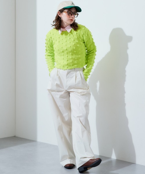 TTOL(トール)の「トゲトゲニットトップ(Tシャツ/カットソー・レディース・グリーン/ピンク・M-L)」の5枚目の写真