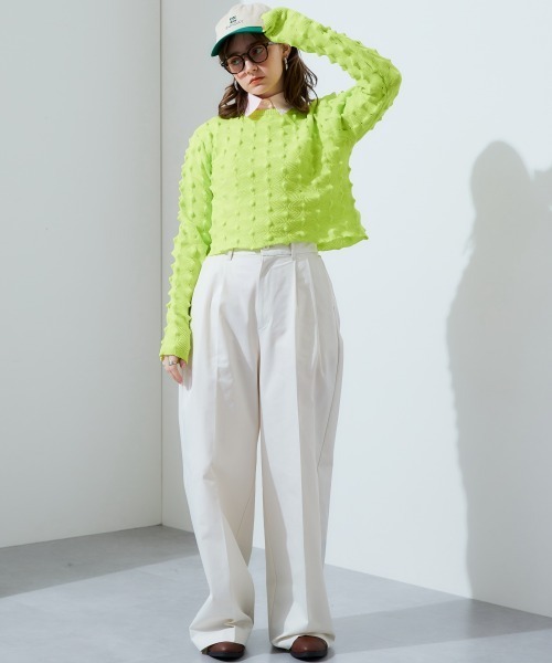 TTOL(トール)の「トゲトゲニットトップ(Tシャツ/カットソー・レディース・グリーン/ピンク・M-L)」の10枚目の写真