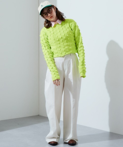 TTOL(トール)の「トゲトゲニットトップ(Tシャツ/カットソー・レディース・グリーン/ピンク・M-L)」の11枚目の写真