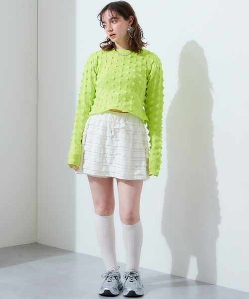 TTOL(トール)の「トゲトゲニットトップ(Tシャツ/カットソー・レディース・グリーン/ピンク・M-L)」の12枚目の写真