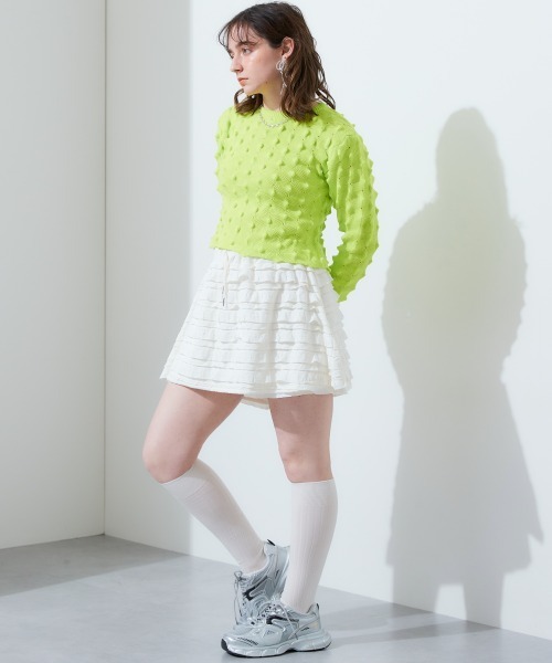 TTOL(トール)の「トゲトゲニットトップ(Tシャツ/カットソー・レディース・グリーン/ピンク・M-L)」の13枚目の写真