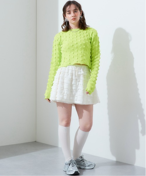 TTOL(トール)の「トゲトゲニットトップ(Tシャツ/カットソー・レディース・グリーン/ピンク・M-L)」の15枚目の写真