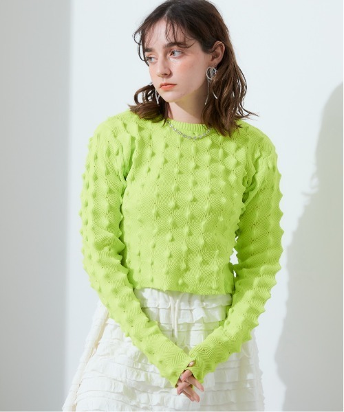 TTOL(トール)の「トゲトゲニットトップ(Tシャツ/カットソー・レディース・グリーン/ピンク・M-L)」の17枚目の写真