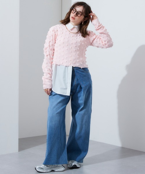 TTOL(トール)の「トゲトゲニットトップ(Tシャツ/カットソー・レディース・グリーン/ピンク・M-L)」の18枚目の写真