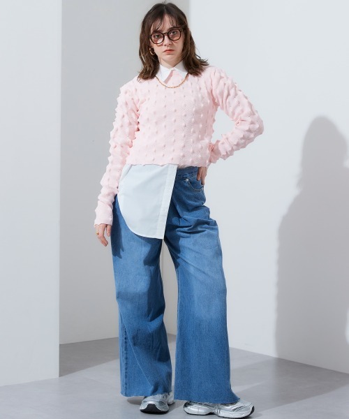 TTOL(トール)の「トゲトゲニットトップ(Tシャツ/カットソー・レディース・グリーン/ピンク・M-L)」の22枚目の写真