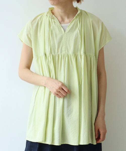 ブラウス シャツ high twist/コットン product dye  ペプラムブラウス レディース AMBIDEX Store ○high twist/コットン product dye ペプラム
