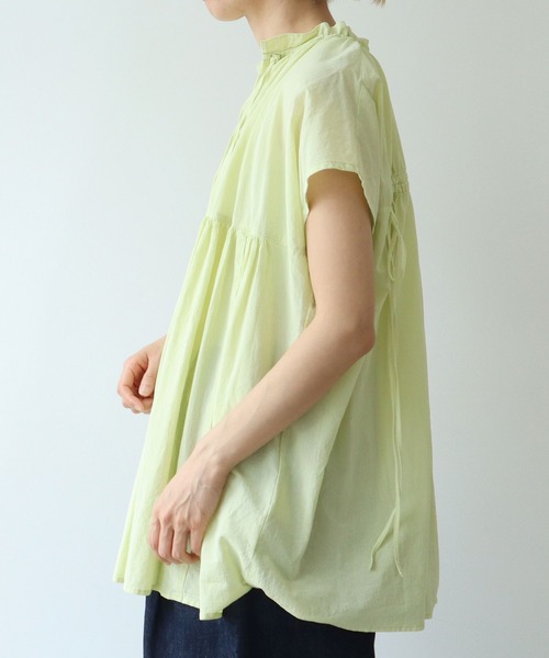 yuni Recycle/Cotton/Nylon 2way ペプラムブラウス セール】high twist/コットン product dye ペプラムブラウス