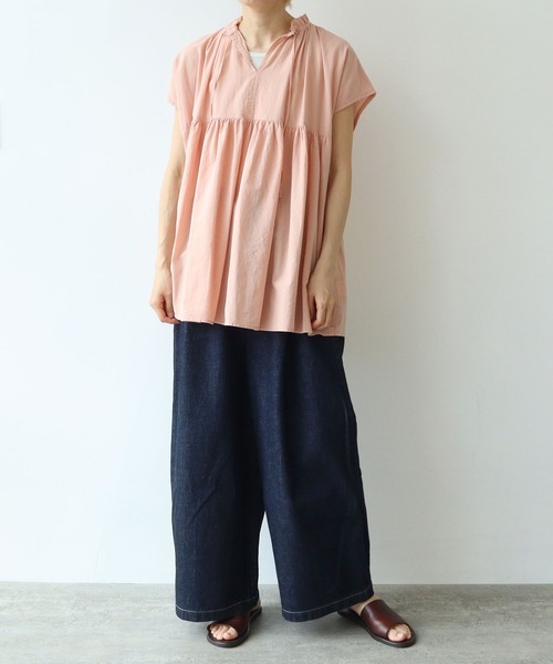 セール】high twist/コットン product dye ペプラムブラウス