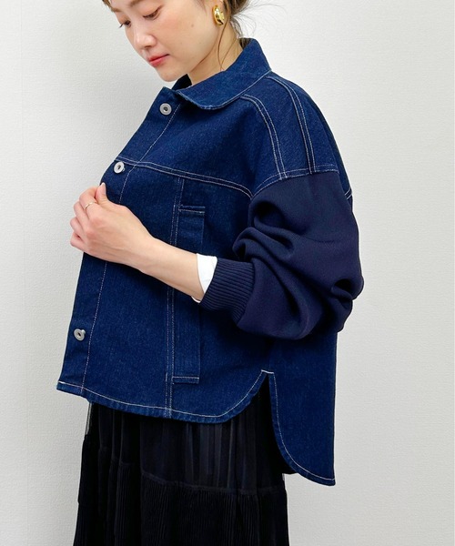 デニム ジャケット 上品 ファッション Vネック ドルマンスリーブ 