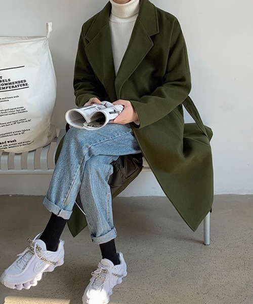 セール】【NOWLE】ウエストコード付き ロング丈 チェスター
