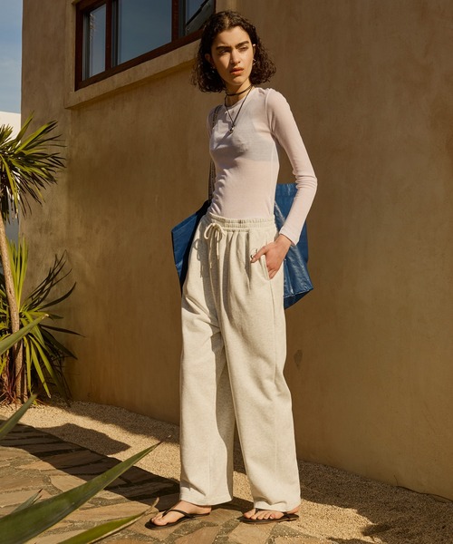 AMERIA ANDERSON(アメリアアンダーソン)の「【AMERIA ANDERSON】wide leg straight sweatpants / ワイドストレート スウェットパンツ(ルームウェア/パジャマ・レディース・オートミール/ブルー・L/M)」の18枚目の写真