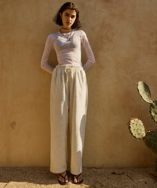 AMERIA ANDERSON(アメリアアンダーソン)の「【AMERIA ANDERSON】wide leg straight sweatpants / ワイドストレート スウェットパンツ(ルームウェア/パジャマ・レディース・オートミール/ブルー・L/M)」の19枚目の写真