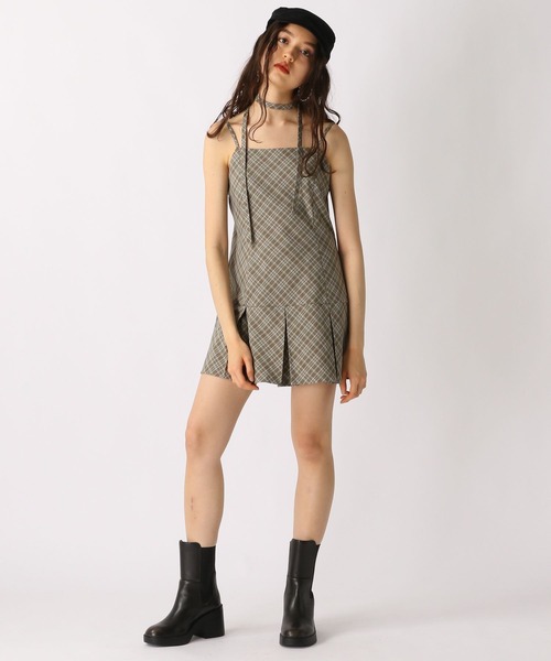 FOREVER 21（フォーエバー トゥエンティーワン）の「【2025SS】ボウタイ付きチェックキャミワンピース（ワンピース・レディース・グリーン/チャコールグレー/ベージュ・SMALL/MEDIUM）」の18枚目の写真
