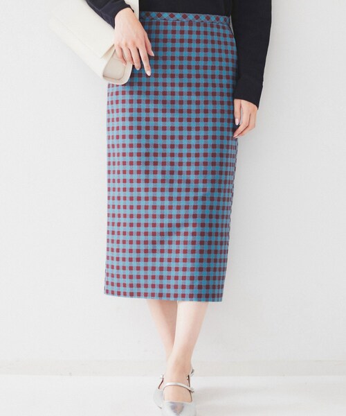 UNTITLED（アンタイトル）の「【セットアップ可能】ギンガムチェック ペンシルスカート（スカート・レディース・ブラック系1/ブルー系1・44/46/48/50/42/00/01/02/03/04）」の10枚目の写真