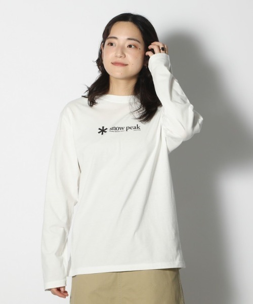 Snow Peak(スノーピーク)の「Soft Cotton Logo Long Sleeve T-Shirt ロゴTシャツ(Tシャツ/カットソー・メンズ・ホワイト/ブラック/レッド/ネイビー/ブルー/オレンジ/ベージュ・1/S/M/L/XL/XXL)」の2枚目の写真
