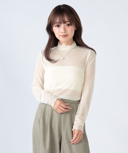 CECIL McBEE(セシルマクビー)の「パワーネットハイネックトップス(Tシャツ/カットソー・レディース・アイボリー/ブラック・MEDIUM/LARGE)」の4枚目の写真