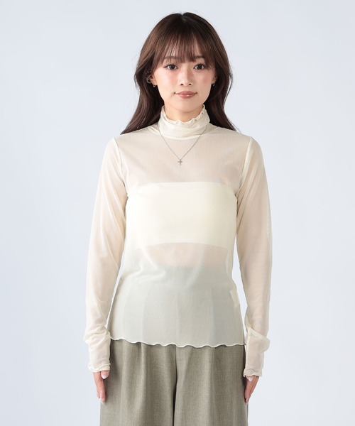 CECIL McBEE(セシルマクビー)の「パワーネットハイネックトップス(Tシャツ/カットソー・レディース・アイボリー/ブラック・MEDIUM/LARGE)」の5枚目の写真