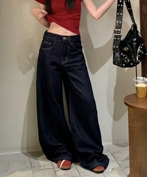 CADBURY(キャドバリー)の「ワイドデニムパンツ(デニムパンツ・レディース・ブルー・SMALL/MEDIUM/LARGE/X-LARGE)」の4枚目の写真