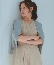 リボンパール七分袖 カーディガン