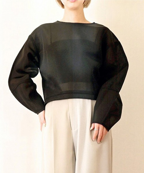 STYLEBLOCK(スタイルブロック)の「シアーダンボールコクーンプルオーバー(Tシャツ/カットソー・レディース・ブラック/グレー/イエロー/ブルー/アイボリー・M)」の2枚目の写真