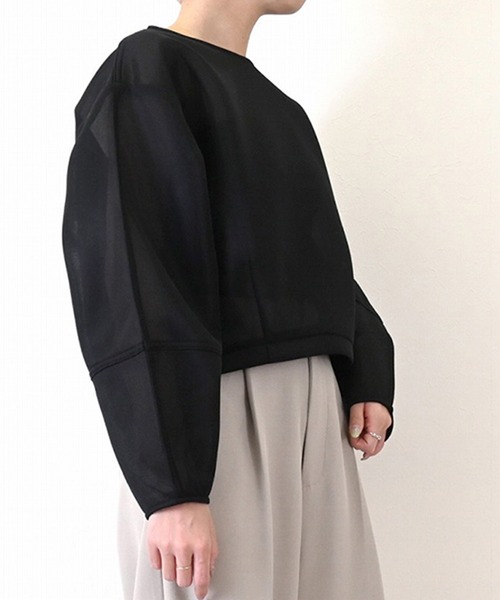 STYLEBLOCK(スタイルブロック)の「シアーダンボールコクーンプルオーバー(Tシャツ/カットソー・レディース・ブラック/グレー/イエロー/ブルー/アイボリー・M)」の7枚目の写真