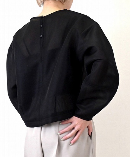 STYLEBLOCK(スタイルブロック)の「シアーダンボールコクーンプルオーバー(Tシャツ/カットソー・レディース・ブラック/グレー/イエロー/ブルー/アイボリー・M)」の9枚目の写真