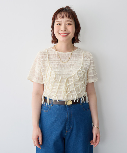 anyfee（エニフィー）の「【anyfee/プラスサイズ】パールビスチェ《新色追加》（キャミソール・レディース・ホワイト/ブラック/シルバー・FREE）」の21枚目の写真