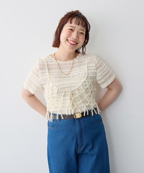 anyfee（エニフィー）の「【anyfee/プラスサイズ】パールビスチェ《新色追加》（キャミソール・レディース・ホワイト/ブラック/シルバー・FREE）」の22枚目の写真