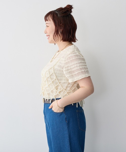 anyfee（エニフィー）の「【anyfee/プラスサイズ】パールビスチェ《新色追加》（キャミソール・レディース・ホワイト/ブラック/シルバー・FREE）」の6枚目の写真