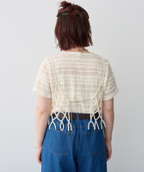 anyfee（エニフィー）の「【anyfee/プラスサイズ】パールビスチェ《新色追加》（キャミソール・レディース・ホワイト/ブラック/シルバー・FREE）」の7枚目の写真