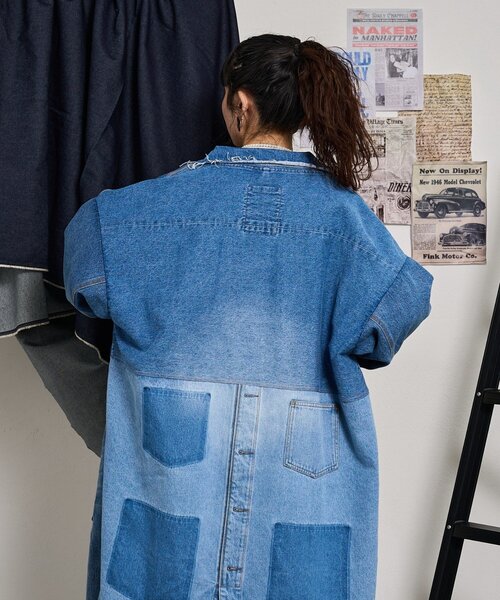 etsinta（エシンタ）の「【etsinta】リメイクデニムショップコート（その他アウター・レディース・インディゴブルー・ONE SIZE）」の8枚目の写真