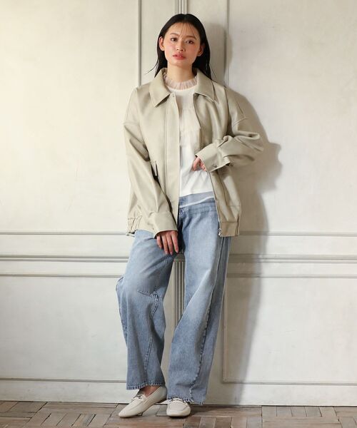 ELENCARE DUE（エレンカーレデュエ）の「・ELENCARE DUE 合皮ステンカラーブルゾン（ブルゾン・レディース・ブラック/ブラウン/アイボリー・FREE）」の12枚目の写真